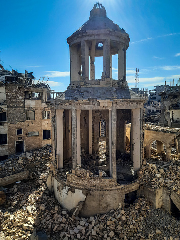 Destroyed buildings and streets in Dier Ez Zior city in Syria destroyed by ISIS in February 2020 and daily life after.