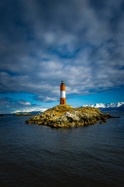 The lighthouse Les Eclaireurs in Ushuaia, Argentina This lighthouse is known as "The lighthouse at the end of the world", based on the novel of french author Jules Verne ushuaia stock pictures, royalty-free photos & images