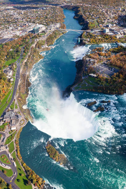 나이아가라 폭포 공중 보기 - niagara river 뉴스 사진 이미지