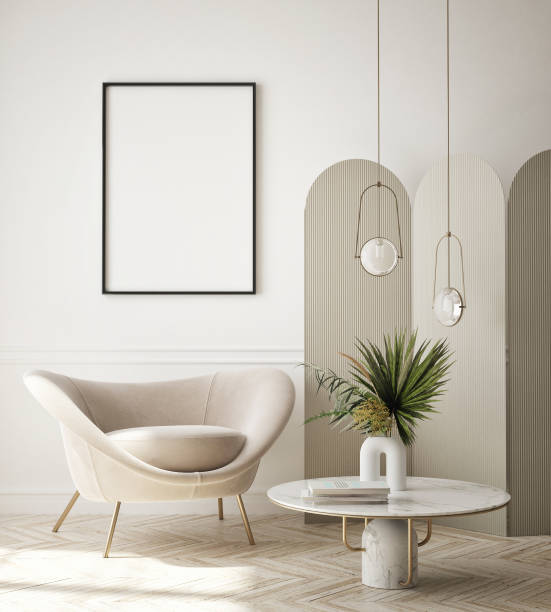 istock mock up poster frame in modern interior background, Art Deco style, 3D render 1314072560