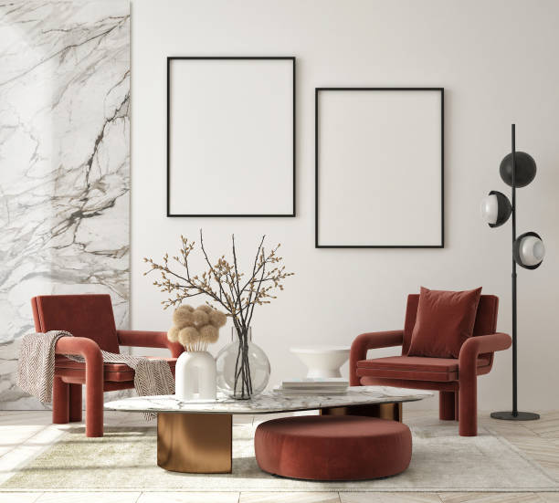 istock mock up poster frame in modern interior background, Art Deco style, 3D render 1314072570