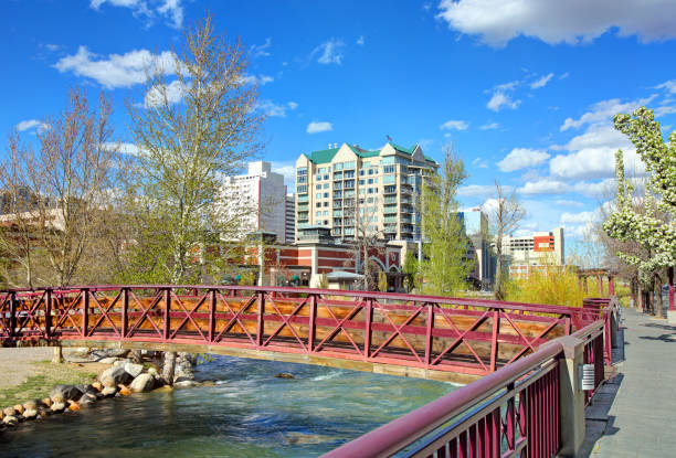 Reno Waterfront Reno is a city in the U.S. state of Nevada, located in the northwestern part of the state,. Known as "The Biggest Little City in the World" Reno is known for its casino industry. truckee river photos stock pictures, royalty-free photos & images