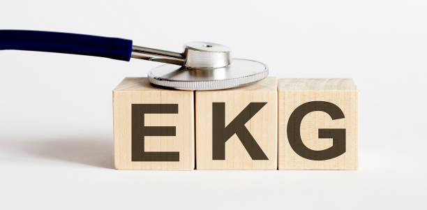 istock Medical stethoscope with wood block EKG 1314083758