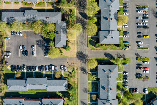 istock Modern apartment buildings complex small american town 1314084990