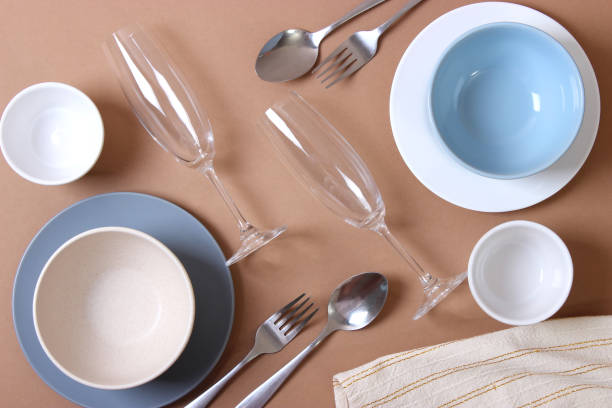 istock Set of dishes and kitchen utensils top view. 1314092061