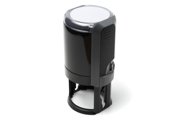 istock black automatic Office stamp isolated on white background. Self-ink rubber stamps 1314092069