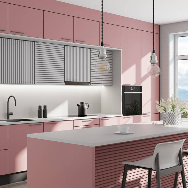 istock Luxurious minimalist Scandinavian kitchen interior. Summer scene 1314092177