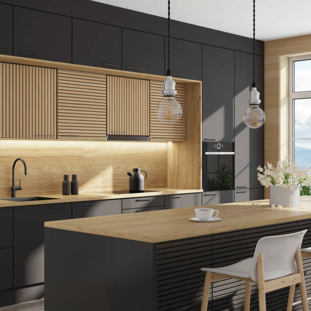 istock Luxurious minimalist Scandinavian kitchen interior. Summer scene 1314092178