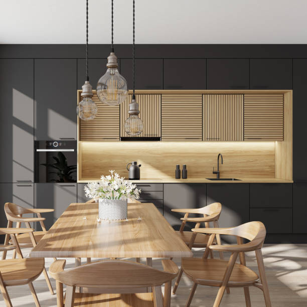 istock Luxurious minimalist Scandinavian kitchen interior. Summer scene 1314092230