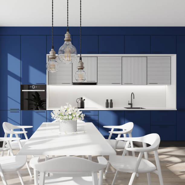 istock Luxurious minimalist Scandinavian kitchen interior. Summer scene 1314092831
