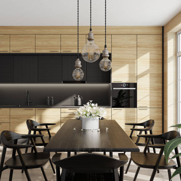 istock Luxurious minimalist Scandinavian kitchen interior. Summer scene 1314093149