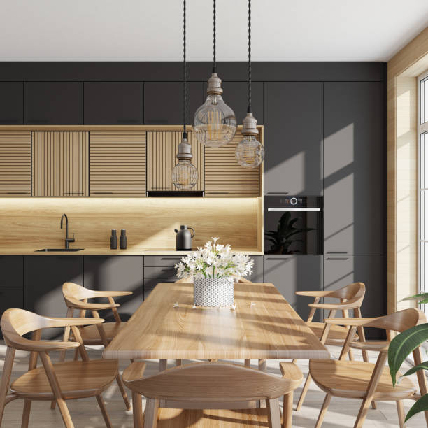 istock Luxurious minimalist Scandinavian kitchen interior. Summer scene 1314093151
