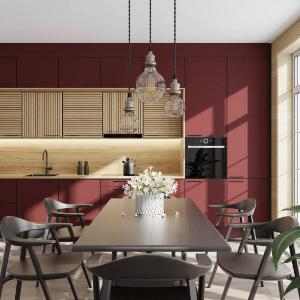 istock Luxurious minimalist Scandinavian kitchen interior. Summer scene 1314093236