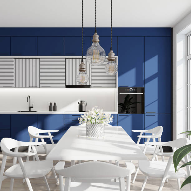 istock Luxurious minimalist Scandinavian kitchen interior. Summer scene 1314093237