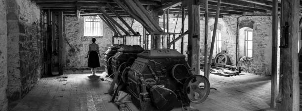 istock Panorama of an old mill in black and white 1314098711