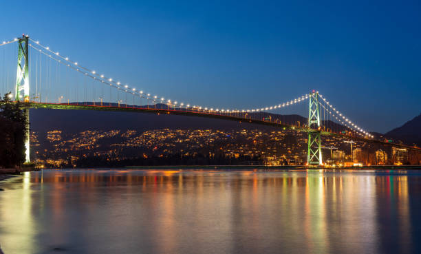 istock Lions Gate Bridge at twilight. View from Stanley Park Seawall. Vancouver, Canada. 1314103364