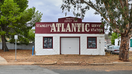 Urana, New South Wales Australia: January 26, 2021: Old car service centre in Urana