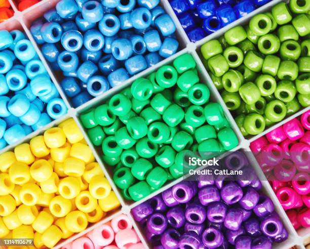 Backgrounds Rainbow Colored Beads Make Colorful Pattern Stock