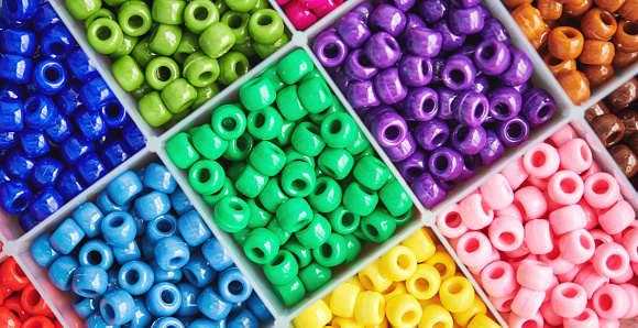 Colorful background with assorted colored beads