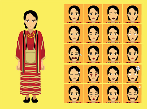 Manga Style Myanmar Chin Woman Clothes Cartoon Character Emotion Stock  Illustration - Download Image Now - iStock