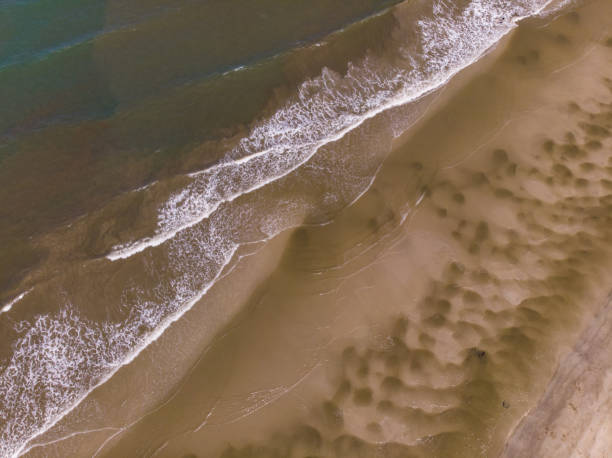 istock Aerial drone image view of ocean waves crashing on beach 1314116565