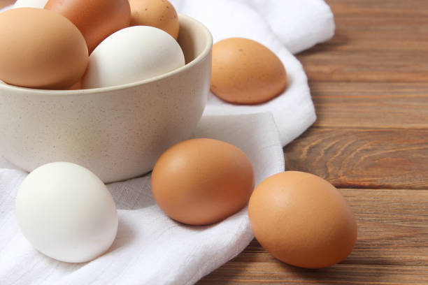 istock chicken eggs on the table. Farm products, natural eggs. 1314117474