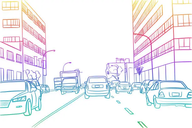 Vector illustration of City Of Montreal Road Rainbow