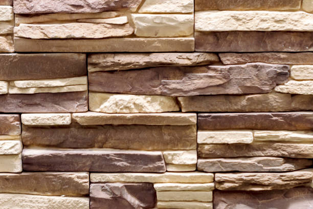 istock Brown Background is made of artificial stone. Side view, indoors horizontal shot. 1314122534