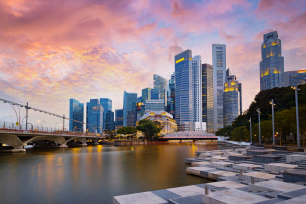istock Singapore business district skyline. 1314126895
