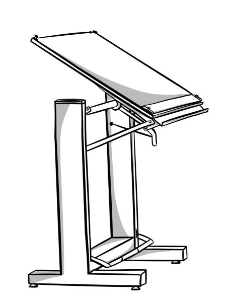 ilustrações, clipart, desenhos animados e ícones de tabela de redação - equipment work tool drafting blueprint