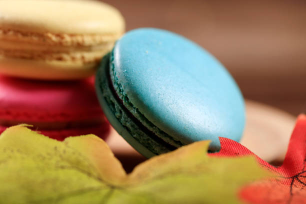 Macarons in every color, Colorful light background of macarons