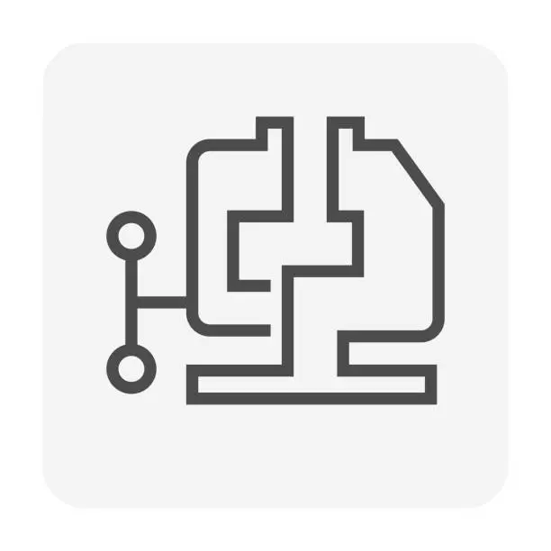 Vector illustration of Bench vise or vice vector icon design.  Editable line stroke.