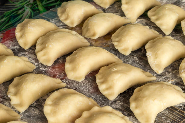 Traditional Polish hand-made dumplings before being boiled