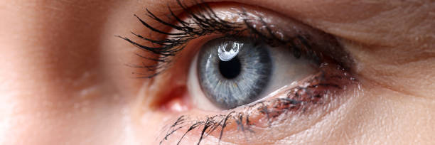 istock Beautiful blue female eye looking somewhere into distance 1314132485