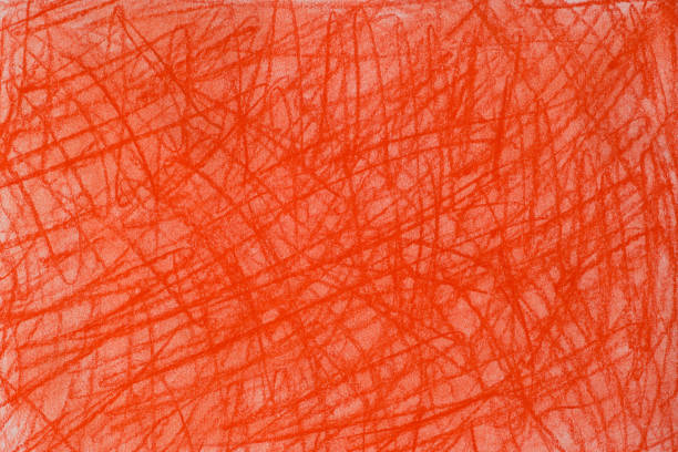 red color pastel crayon doodles on paper background texture