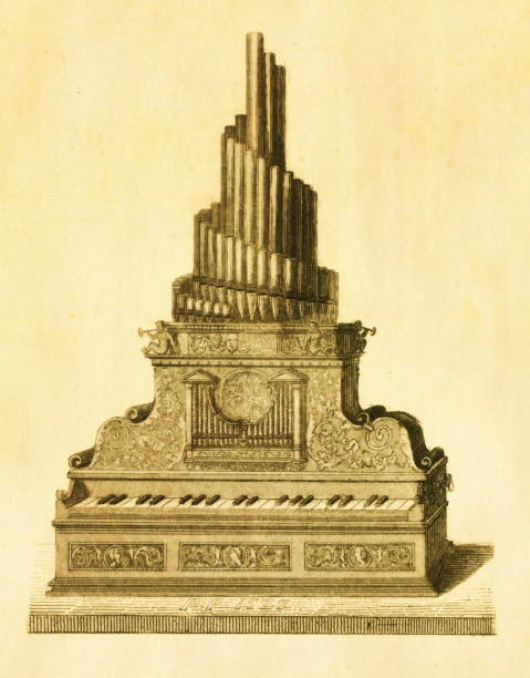 orgel aus dem 18. jahrhundert | antike historische illustrationen - piano pedal stock-grafiken, -clipart, -cartoons und -symbole