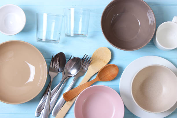 istock Set of dishes and kitchen utensils top view. 1314142911