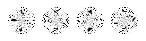 Vector illustration of Halftone vortex. Halftone. Dotted background. Set of halftone vortexs. Vector illustration