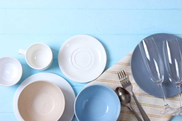 istock Set of dishes and kitchen utensils top view. 1314143815