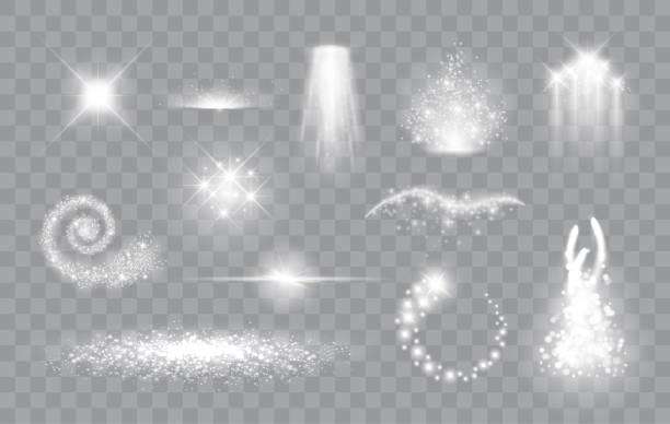 zestaw magicznych świateł - fairy dust stock illustrations
