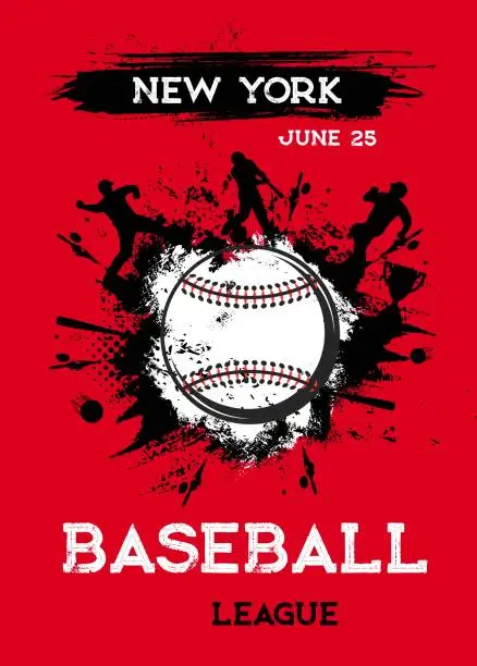 Vector illustration of Baseball poster flyer, softball tournament cup