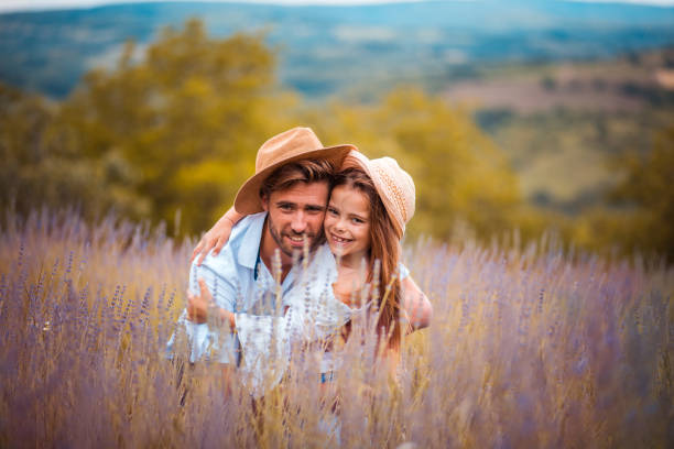 istock Father and daughter in a lavender field. 1314144750