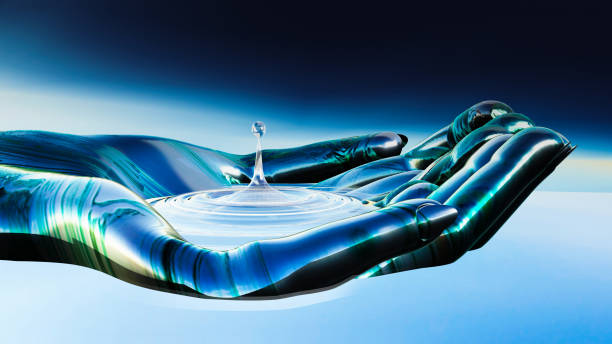 la main d’un robot qui ramasse de l’eau salubre et propre. - safe ride photos et images de collection