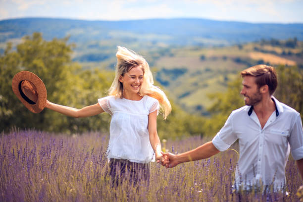 istock Couple in lavender field. 1314145046