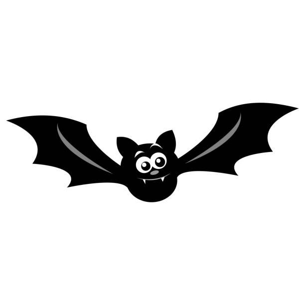 ilustraciones, imágenes clip art, dibujos animados e iconos de stock de lindo murciélago de dibujos animados. murciélago negro - bat halloween silhouette wing