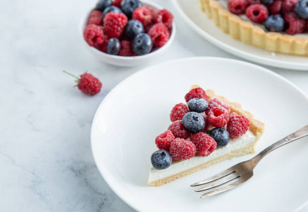 istock slice of blueberry  and raspberry tart  on white marble background 1314150671