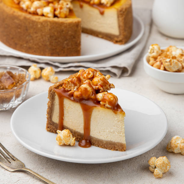 istock slice of caramel cheesecake on white plate 1314150676