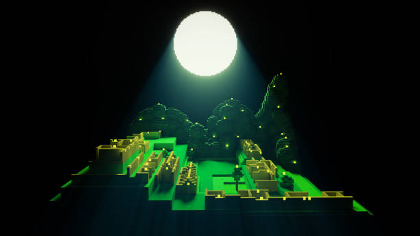 Machu Picchu with moonlight creative art