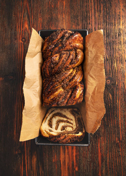 istock Flat lay of homemade walnut babka 1314157688