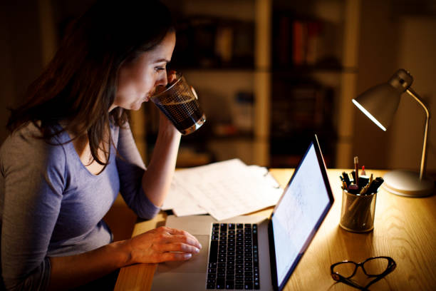 istock Woman working late at home 1314158449
